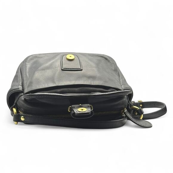 COACH F25150 Campbell Black Leather Crossbody Camera Bag Brass - Picture 9 of 9